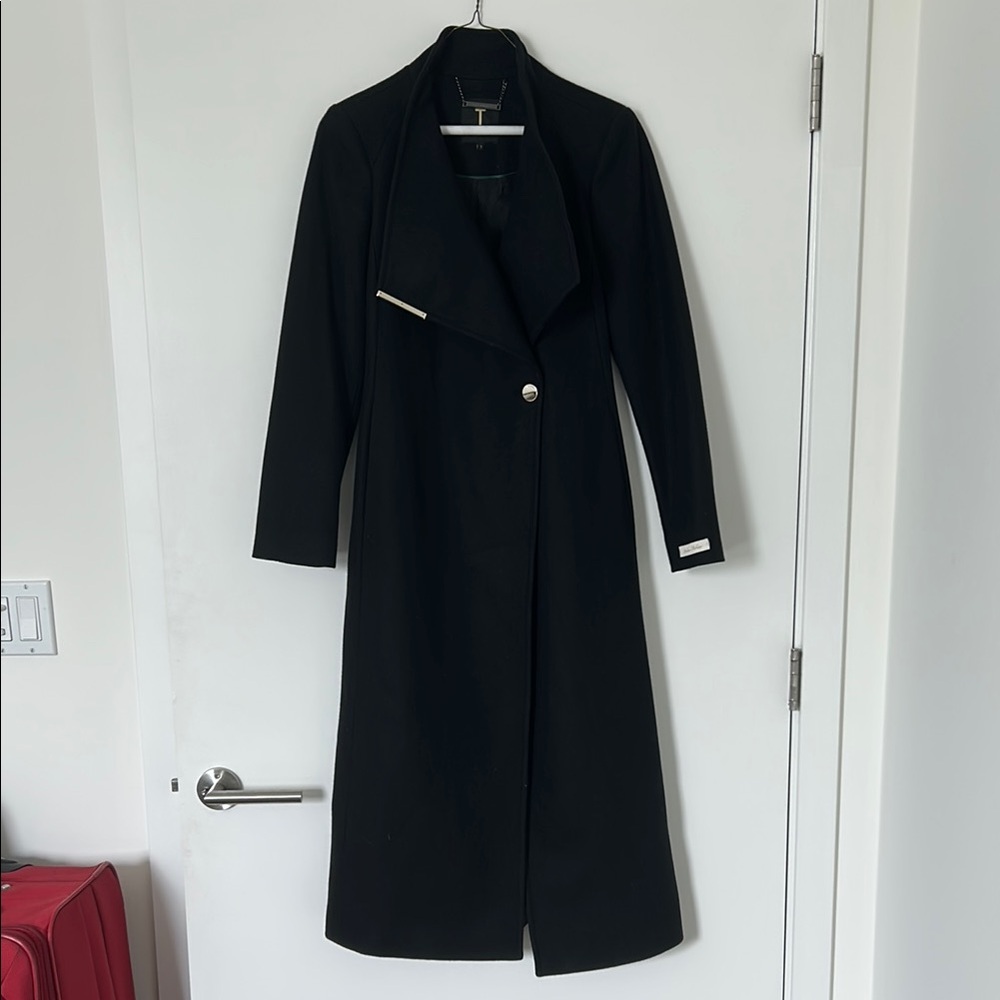 Ted Baker Black Italian Wool Full Length Trench Coat XS / Size 1
